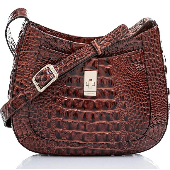 Women’s Bag BRAHMIN Melbourne Leather Pecan Johanna Brown Crossbody AUTHENTIC - Picture 2 of 14